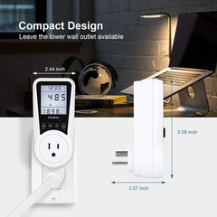 SURAIELEC Watt Meter, Plug-In Socket Power Meter, Auto Cost Calculator, Backlit