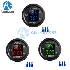 12-24V Dual Voltage Round LED Panel Waterproof Digital Voltmeter Ammeter