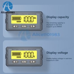 TY23 50A 100A Coulometer Voltmeter Lifepo4 Battery Tester Capacity Indicator