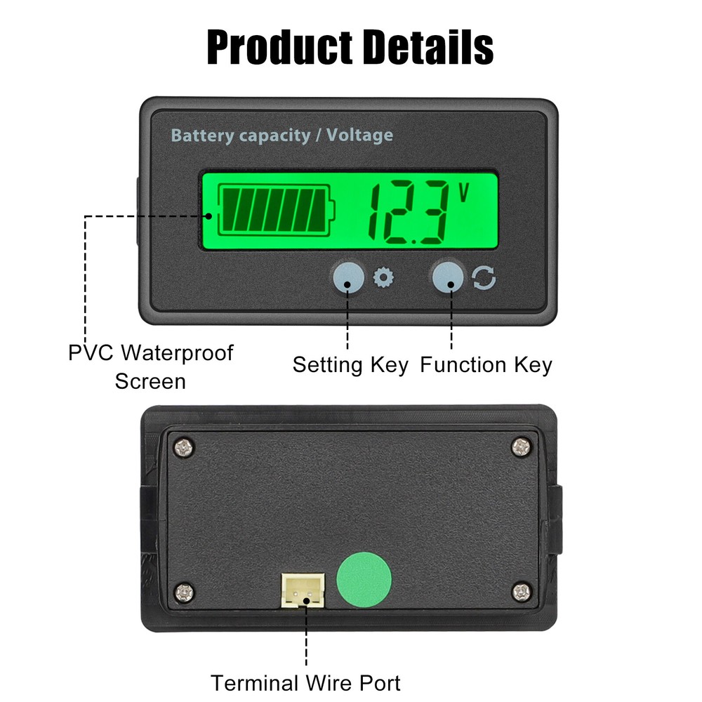 12V 24V 36V 48V LCD Battery Monitor Gauge Digital Charge Indicator