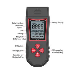 Portable Digital Manometer Differential Air Pressure Gauge HVAC Gas Meter Tester