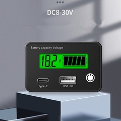 Dual Port Battery Capacity Voltmeter Tester Lithium Voltage Meter Gauge Monitor