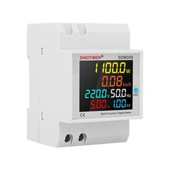 AC Power Meter 6-in-1 DIN Rail 100A 110V 220V 380V Volt Amp kWh PF Hz Monitor