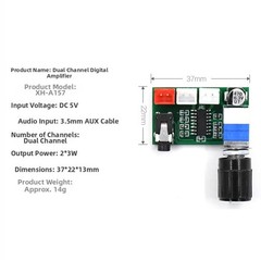 Compact PAM8403 Digital Audio Board 3.7 x 2.1cm Green PCB with Volume Knob