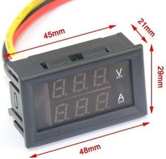 HiLetgo 2pcs 0.28″ Digital Voltmeter Ammeter DC 100V 10A Amp Voltage Red Blue