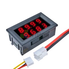 4 Digit 5 Wires DC 0-200V 10A Voltmeter Ammeter Red+Red Dual LED Amp Volt Meter