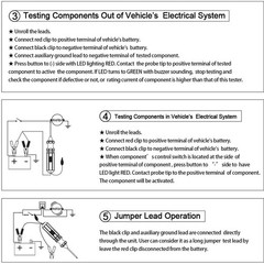Auto Circuit Tester DY18 for 6 24V DC Systems LED Indicators 4 Meter Cable