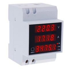 100A 80-300V Digital LED Din Rail Voltage Amp Watt Power Meter Ammeter Voltmeter