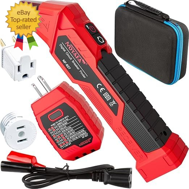 NF-827 Circuit Breaker Finder Tool with 3 Accessories &GFCI Outlet Tester, 90-12