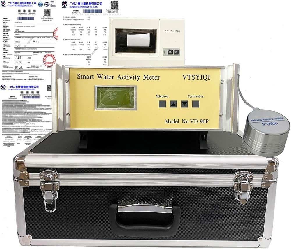 Water Activity Meter with Calibration Certificate Printer Repeatability ≤0.015