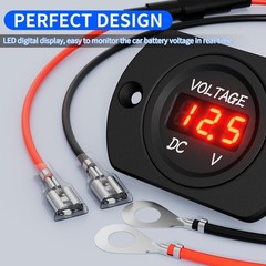 Compact Waterproof Voltage Gauge 12V/24V – Easy Installation for Trucks & RVs