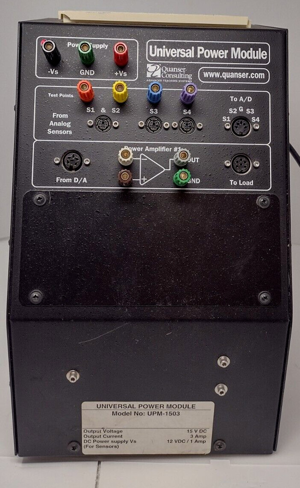 Quanser Consulting Universal Power Supply Module UPM-1503 12V Amplifier Analog