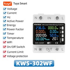 Smart WiFi Power Meter 230V 50A Relay Switch Energy Over Under Protection TUYA
