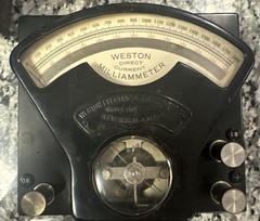 Antique Weston D.C. Milliammeter Model 1, No. 40054 W/ Original Wooden Box 1924