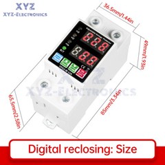 220V Dual Display Adjustable Over Voltage/Current Protective Relay Switch 40/63A