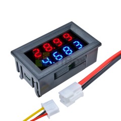 4 Bit Voltmeter Ammeter Dual LED Blue+Red/Red+Red Volt Amp Meter DC 100/200V 10A