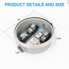 100 Amp Meter Socket, 4 Jaw Meter Base, 240V 3 Wire Ring Type, with Horn Bypa…