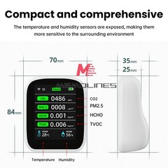 Portable WiFi Air Quality Monitor CO2 Temp & Humidity NDIR Sensor APP Control