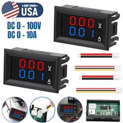 2Pcs DC 100V 10A LED Digital Voltmeter Ammeter Dual Volt Amp Meter Voltage Gauge