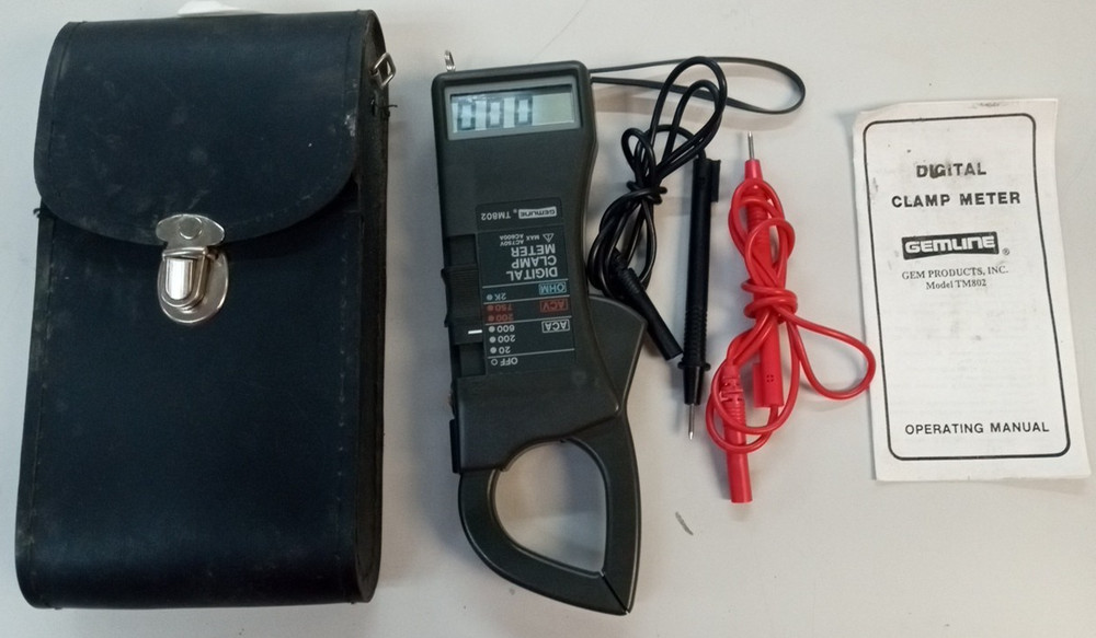 Gemline TM802 Digital Clamp Meter with case and probes