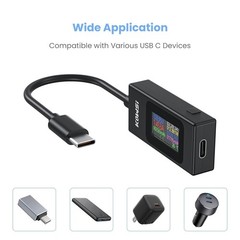 YOJOCK USB C Tester Power Meter 4-30V 0-6.5A Digital Multimeter Type C