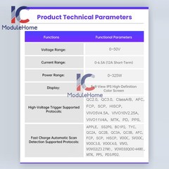 DC 0-50V 6.5A Digital Voltage Current Power Meter Tester for Cell Phone Charger