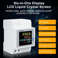 D52-2066 6-in-1 Digital Single Phase Energy Meter Tester Din Rail AC Monito FNDW