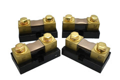 Lot of 4 100 MV 300 AMP Shunts Brass with Plastic Mounting Base