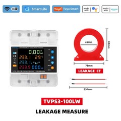 3P 100A Tuya WiFi Energy Meter kWh Relay Switch Voltage Current Guard DIN Rail