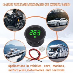 4 Pieces DC 4V-100V Voltmeter Gauge Green LED Digital Display for Cars