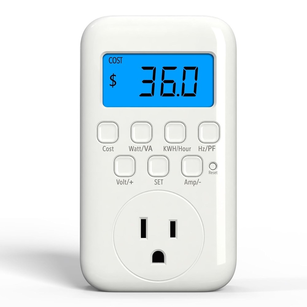 Digital Watt Meter Plug with Backlight & 9 Display Modes