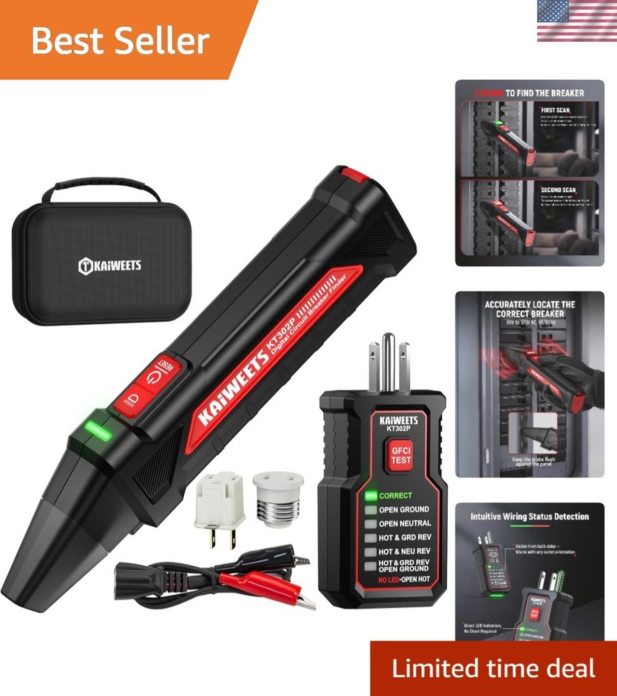 Battery-Powered Circuit Breaker Finder Tool—Includes Carrying Case & Adapters