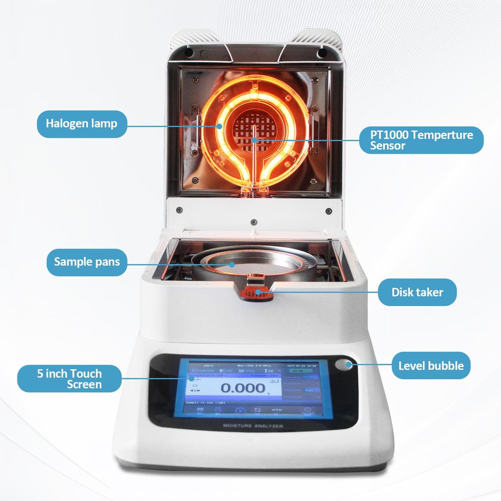 Lab Moisture Analyzer Rapid Moisture Tester Halogen Heating Moisture Meter 110V