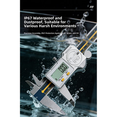 Stainless Steel Digital Caliper with IP67 Rating 0.01mm LED Display Silver