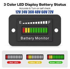 Battery Monitor For Golf Cart RV Battery Level Display 12V 24V 36V 48V 60V 72V