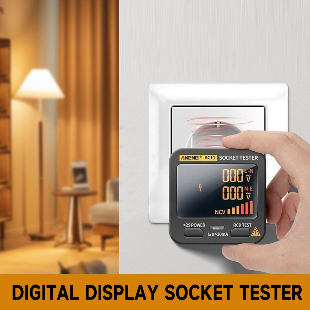 US/EU Check Voltage Detector Digital Display Socket Tester Plug Polarity Phase