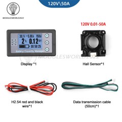 DC8-120V Digital Voltmeter Ammeter Battery Capacity Indicator Hall Coulomb Meter