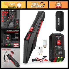 LCD Circuit Breaker Finder & GFCI Outlet Tester, AC Tracer Tool w/ Flashlight &