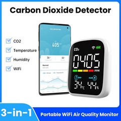 Portable WiFi Air Quality Monitor CO2 Temp & Humidity NDIR Sensor APP Control