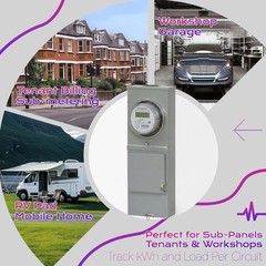Digital Electric Sub Meter 120/240V CL200 kWh Meter ANSI 2S RV Landlord Submeter