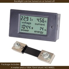 Battery Monitor DC 6.5-100V 100A LCD Voltage Current KWh Watt Power Combo Meter