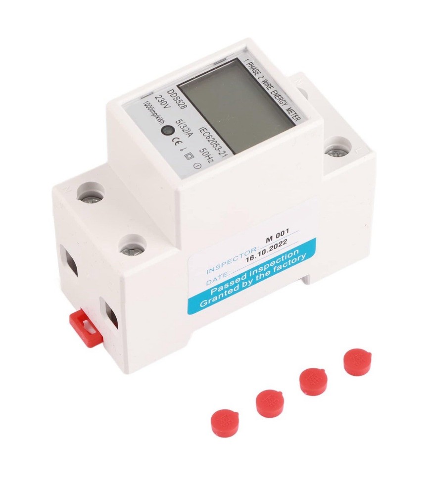 AC 230V DDS528 Digital Single Phase Din Rail Watt KWH Volt Power Energy Meter