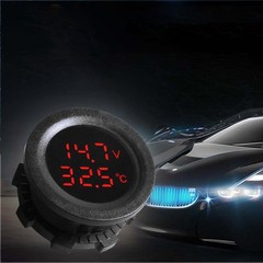 Waterproof Digital Voltmeter Temperature Gauge for Car Motorcycle 12V 24V