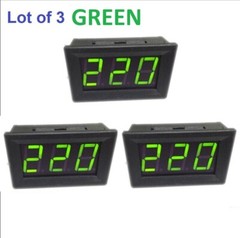 3Pcs GREEN AC 70-500V digital voltmeter LED display 2 wire voltage test meter