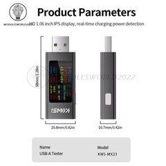 1.06″ IPS Multi-function USB Tester Voltage Ammeter Power Meter DC 4-30V 0-8A