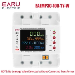 3 Phase Power Meter kWh WiFi Tuya Relay Leakage Over Under Voltage Protector