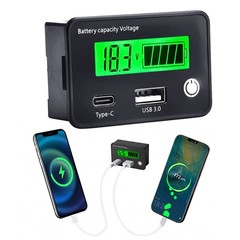 USB Type-C Battery Capacity Voltmeter Tester Lithium Voltage Meter Gauge Monitor