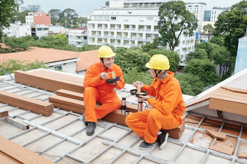 Roofing Contractors Having Lunch